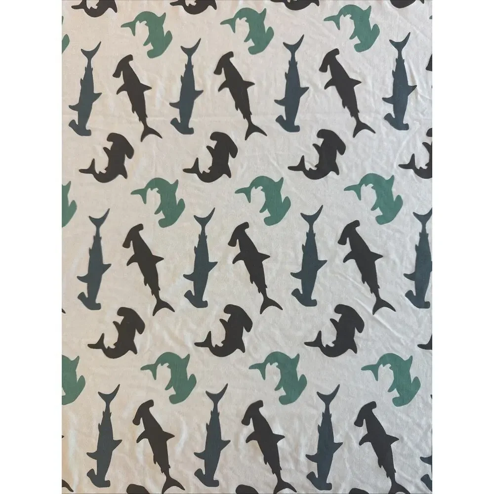 Kickee Pants Pond Hammerhead Swaddling Blanket Blue Shark Print 36x30 NWT